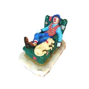 Ron Lee 'Dreaming' Clown Figurine Sculpture – Enamel Bronze with Green Chair '99